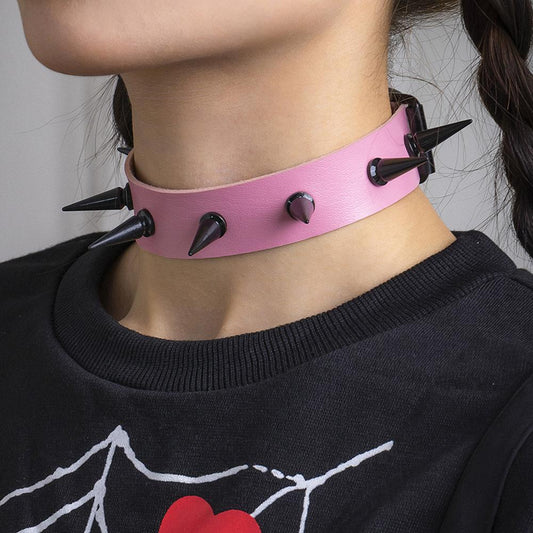 Dark cos gothic metal spike necklace personality sweet cool rivets three-dimensional choker collar necklace