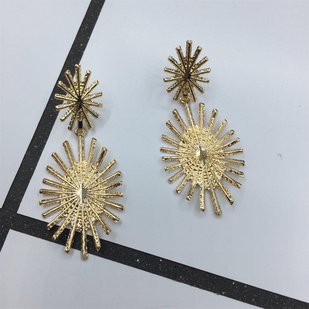 Summer Geometric Double Layer Oval Fence Fried Hair Stud Earrings Night Party Devil Eye Ornament