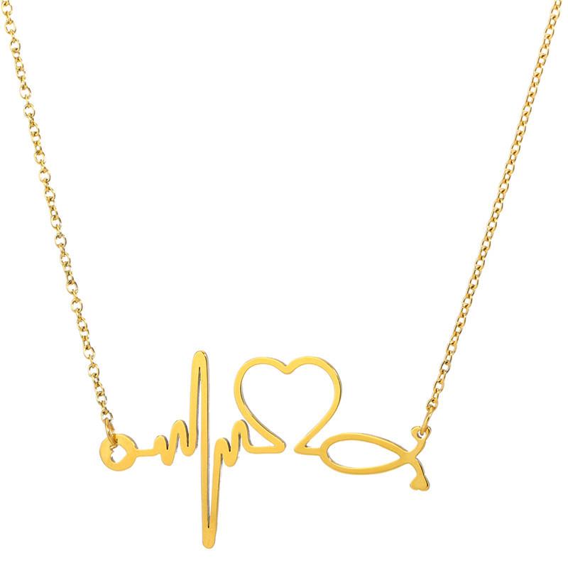 Heartbeat Jewelry Fashion Heart Shape ECG Necklace Female Pendant