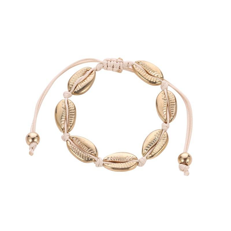 Fashion Braided Bracelet Adjustable Seashell Metal Knotted Bracelet Women Ocean Bracelet