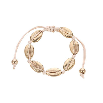 Fashion Braided Bracelet Adjustable Seashell Metal Knotted Bracelet Women Ocean Bracelet