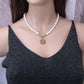 Jewelry personality design crystal smiling face natural pearl OT buckle short necklace ins temperament clavicle chain female