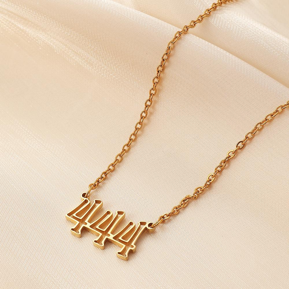 Simple and versatile fashion stainless steel hollowed out angel number angelnumber necklace