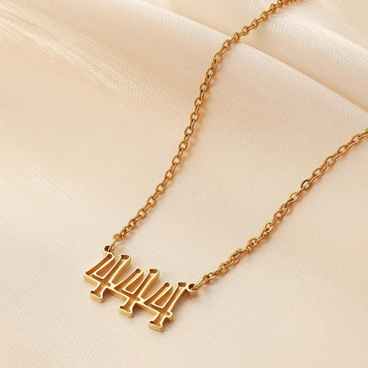 Simple and versatile fashion stainless steel hollowed out angel number angelnumber necklace