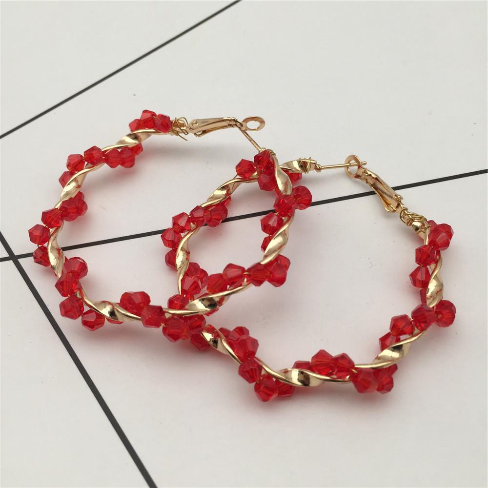 Geometric crystal earrings colorful crystal hand-woven winding earrings exaggerated round earrings 4 colors