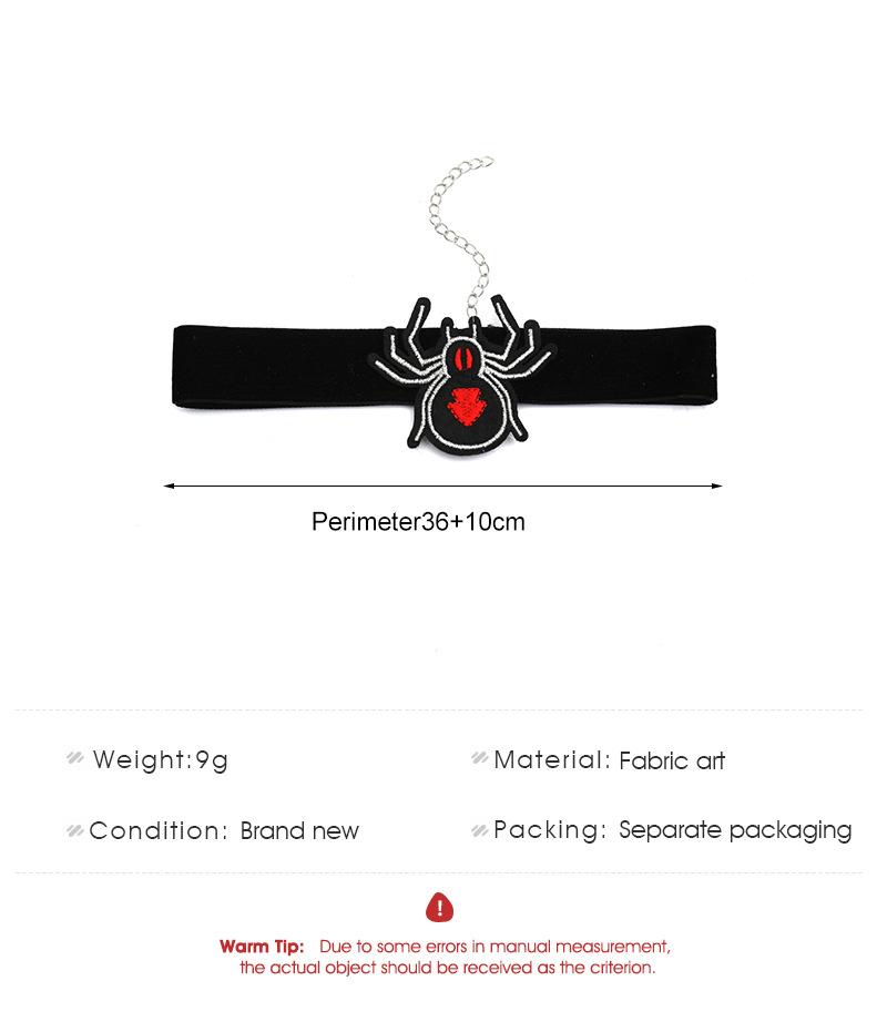 Exaggerated velvet black spider necklace gothic dark girl choker collar autumn and winter women
