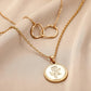 Trendy fashion simple ladies design double rose coin irregular circle necklace