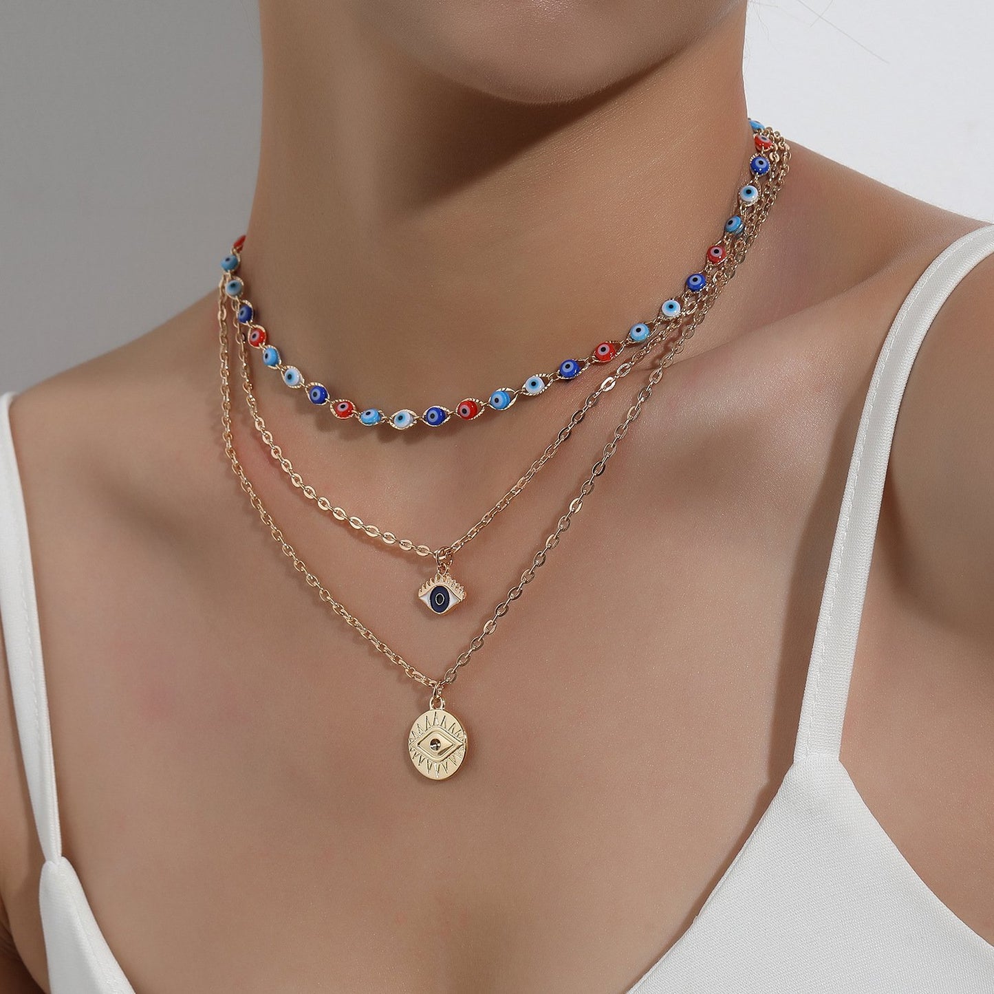 Jewelry multi-layer devil's eye pendant necklace female fashion exaggerated trend eye necklace
