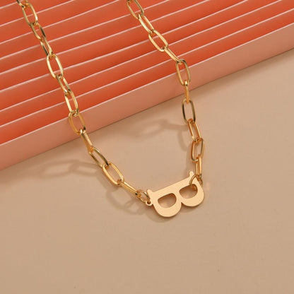 Personality simple temperament retro design sense B letter necklace short sweater chain geometric chain female
