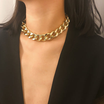 Jewelry Simple Personality Metal Chain Necklace Necklace Female Exaggerated Frosted Punk Short Necklace