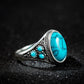 Explosive jewelry national retro imitation turquoise couple ring male and female ancient silver ring jewelry