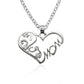 Simple Heart Shape Diamond Rhinestone Mom Necklace Mother's Day Gift Ornament