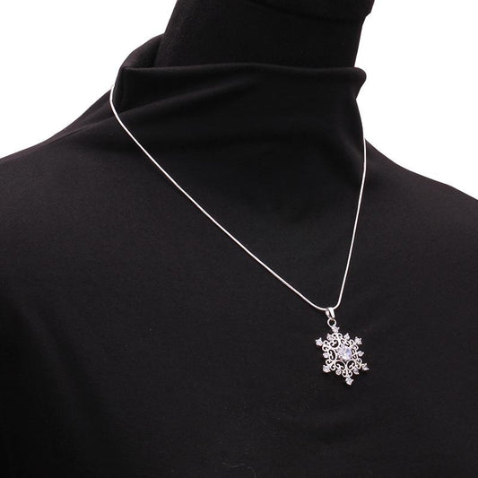 New year Christmas gift light luxury snowflake necklace women's sweater chain trend advanced autumn and winter clavicle chain