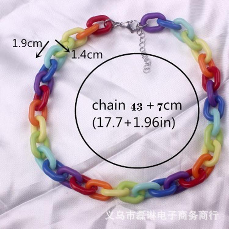 Jewelry Fashion Personality Colorful Candy Color Necklace Bracelet Female Hip Hop Necklace Set Chain