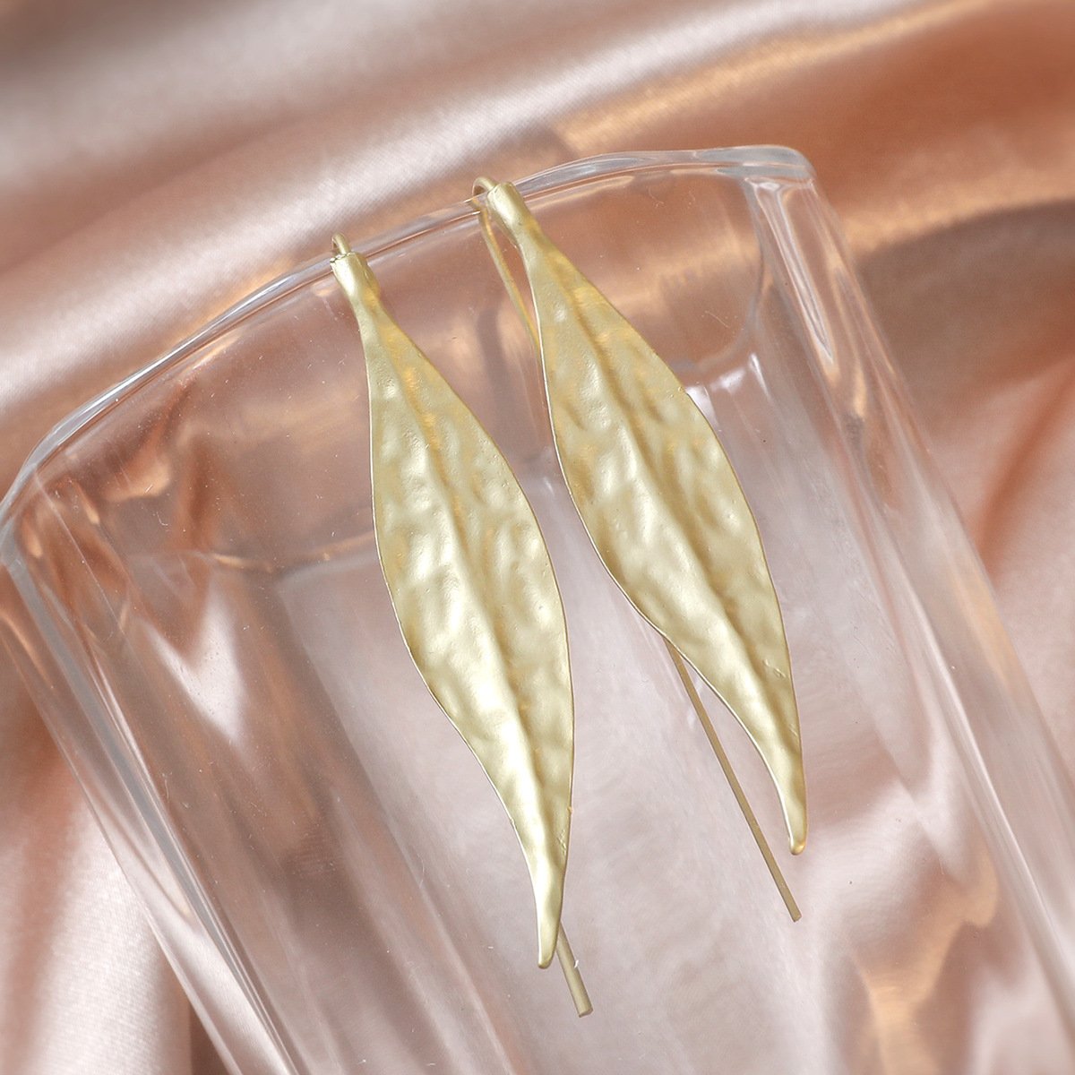 Ins personality leaf earhook earrings female fashion temperament niche irregular leaf earrings sub-gold earrings