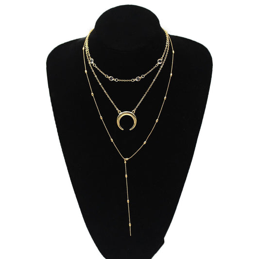 Trendy Pop Women's Bohemian Ball Moon Bead Pendant Multilayer Items Jewelry