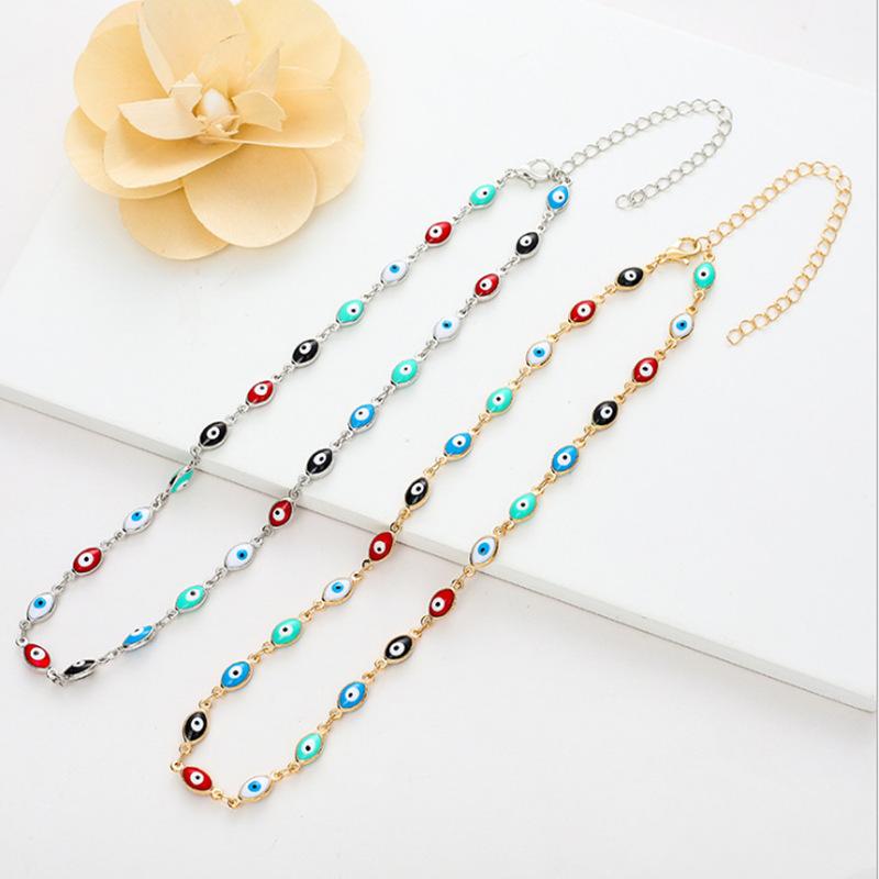 Bohemian Jewelry Retro Colorful Eyes Gold Fashion Bracelet Necklace Women