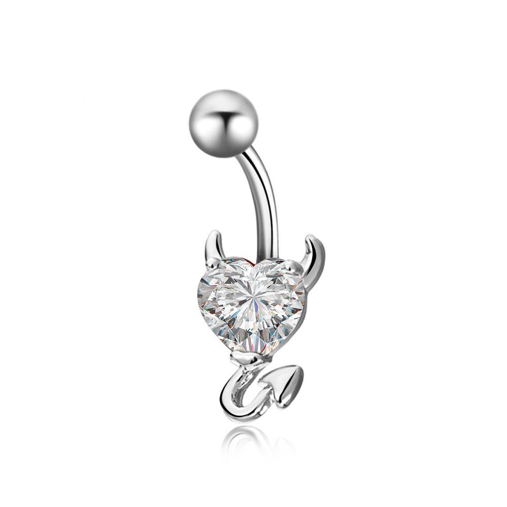 Fashion zircon heart navel ring simple devil navel nail navel decoration body piercing jewelry
