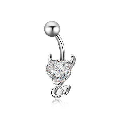 Fashion zircon heart navel ring simple devil navel nail navel decoration body piercing jewelry
