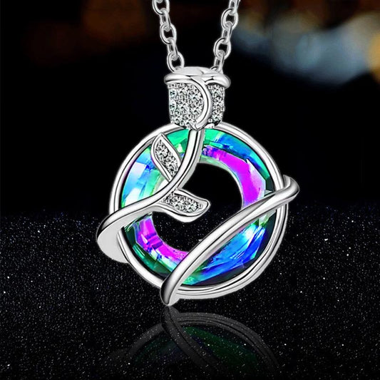 Jewelry Fashion Angel Ring Rose Flower Pendant Necklace Female Niche Design Sense Jewelry