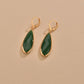 Retro Round Buckle Earrings Fashion Green Water Drop Resin Bezel Earrings Accessories