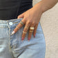Jewelry cold acrylic ring index finger ring temperament retro metal diamond ring set