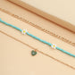 French retro painting oil heart-shaped small daisy rice bead necklace simple metal thin chain necklace female