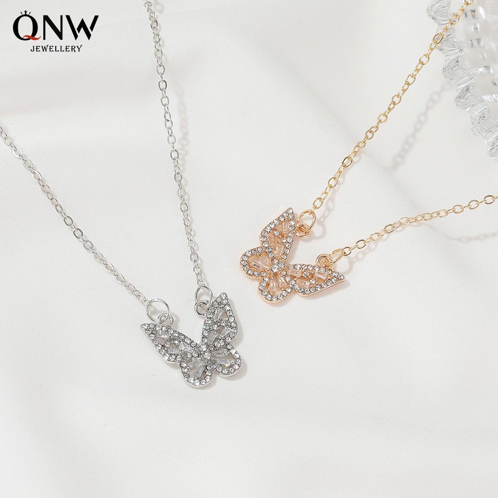 Hollow-out butterfly necklace female super fairy celebrity micro-inlaid zircon necklace ins tide net red butterfly clavicle chain