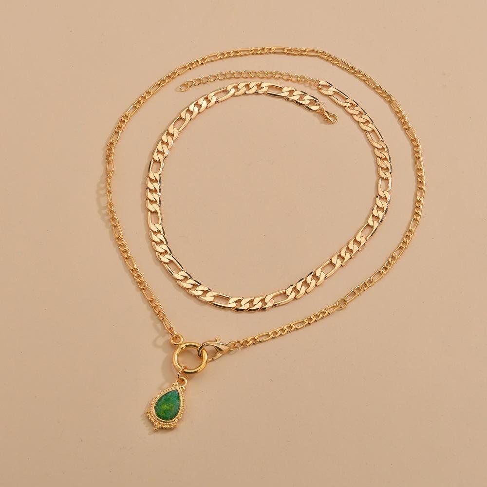 Vintage Alloy Drop Pendant Necklace Fashion Double Chain Necklace Ladies Accessories