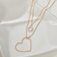 Vintage Double Layer Pearl Necklace Fashion Simple Metal Heart Necklace Accessories