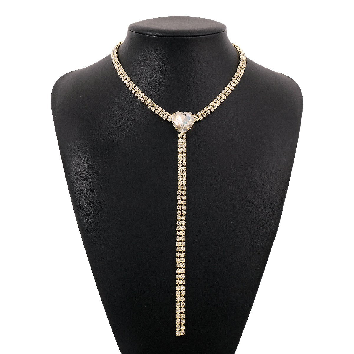 195 Diamond-encrusted Personality Internet Celebrity Necklace Long Claw Chain Tassel Love Rhinestone Retro Court Necklace