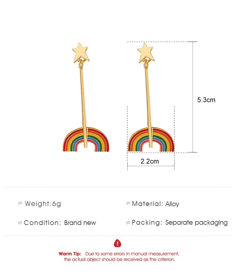Fashion personality geometric earrings retro temperament metal rainbow earrings ins simple trendy long earrings
