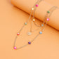Jewelry pastoral multi-layer colorful zircon diamond eye pendant necklace female light luxury trend necklace