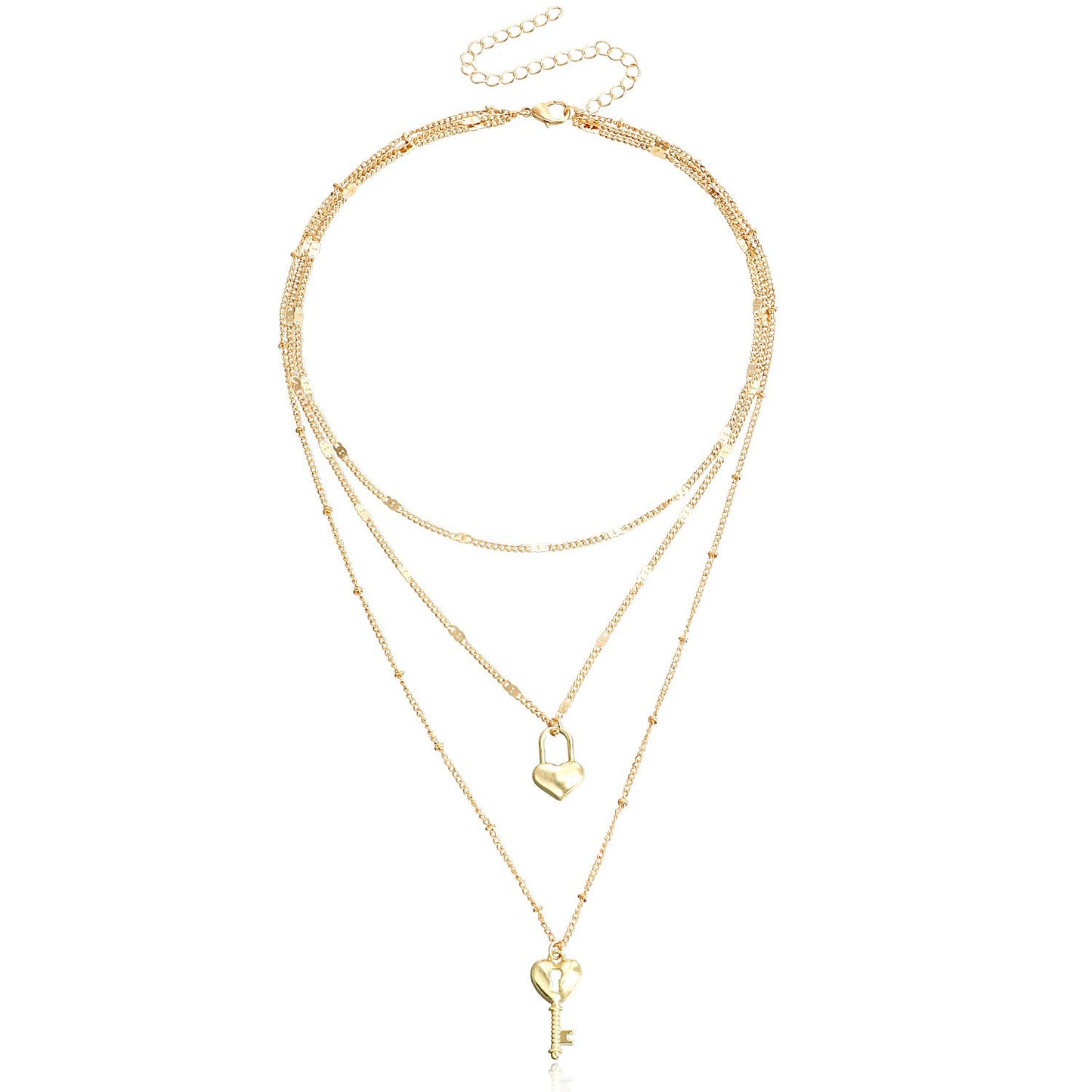 Explosive Jewelry Valentine's Day Exquisite Peach Heart Pendant Necklace Design Metal Love Multilayer Necklace