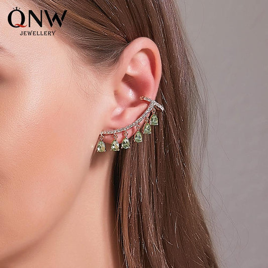 Earrings Temperament Water Drop Tassel Earrings Mori Crystal Zircon Ear Clip Ear Studs Integrated Earrings