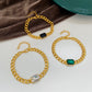 ins simple green square zircon bracelet fashion exaggerated personality emerald Cuban chain thick chain bracelet