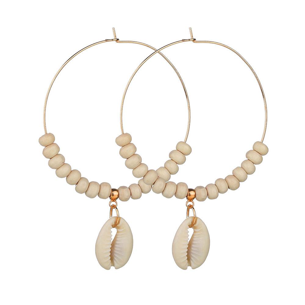 accessories seashell earrings boho beige beads large earrings jewelry