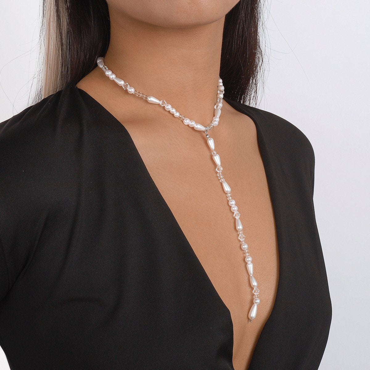 N1674 Long Y-shaped Pearl Necklace Personality Retro Elegant Necklace Water Drop Beaded Fashion Necklace Women