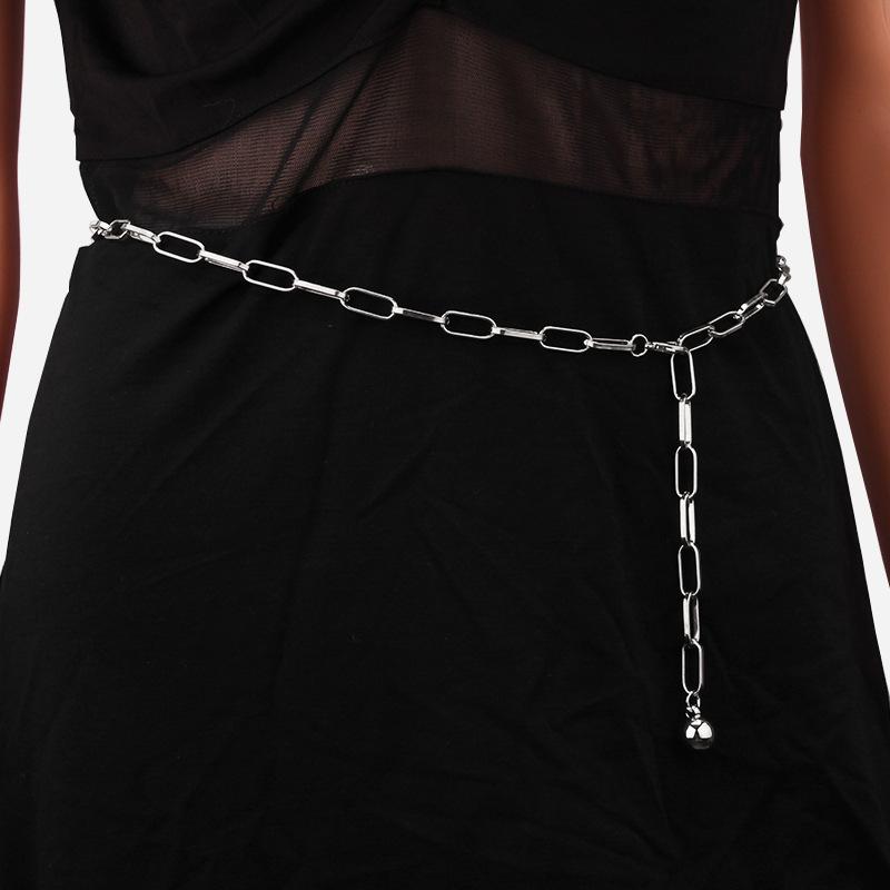 Fashion ins single-layer waist chain ball pendant decoration trendy versatile metal hollow waist jewelry