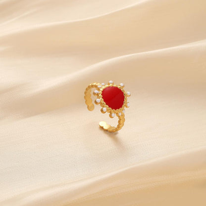 Simple light luxury niche design ladies simple stainless steel opening adjustable sun dripping oil ring