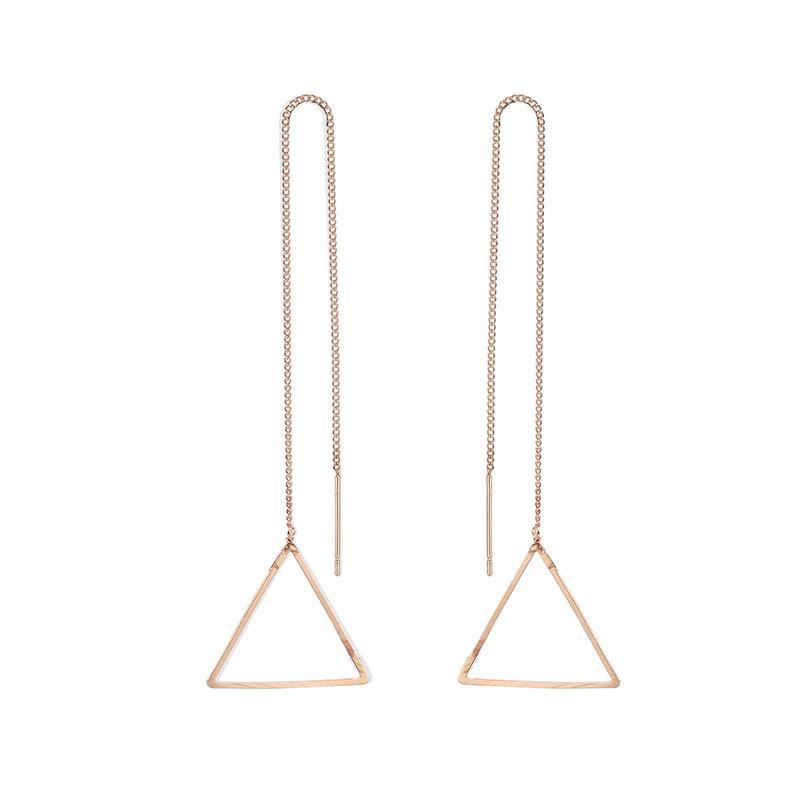 Creative Tassel Geometric Long Stud Earrings Female Fashion Simple Love Triangle Hexagonal Ear Wire