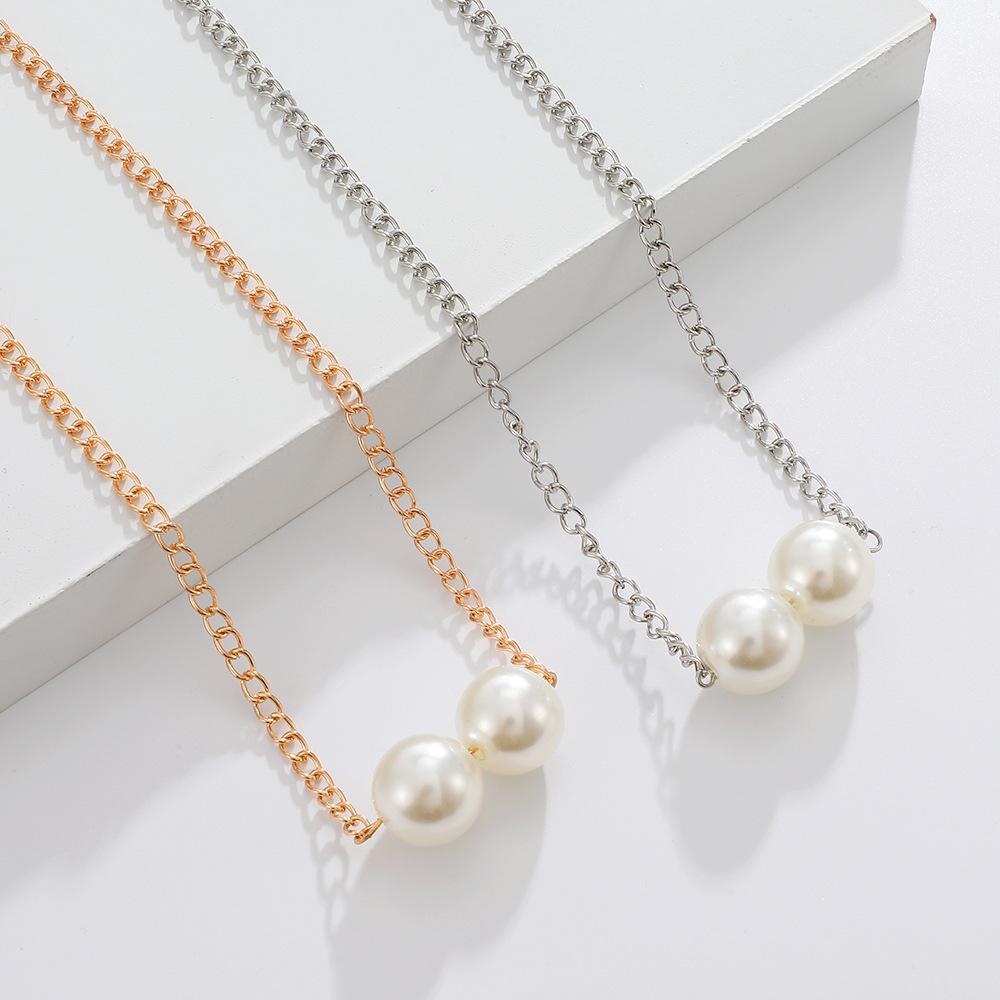 ins imitation pearl necklace female fashion temperament punk hip-hop thick chain clavicle chain simple net red necklace