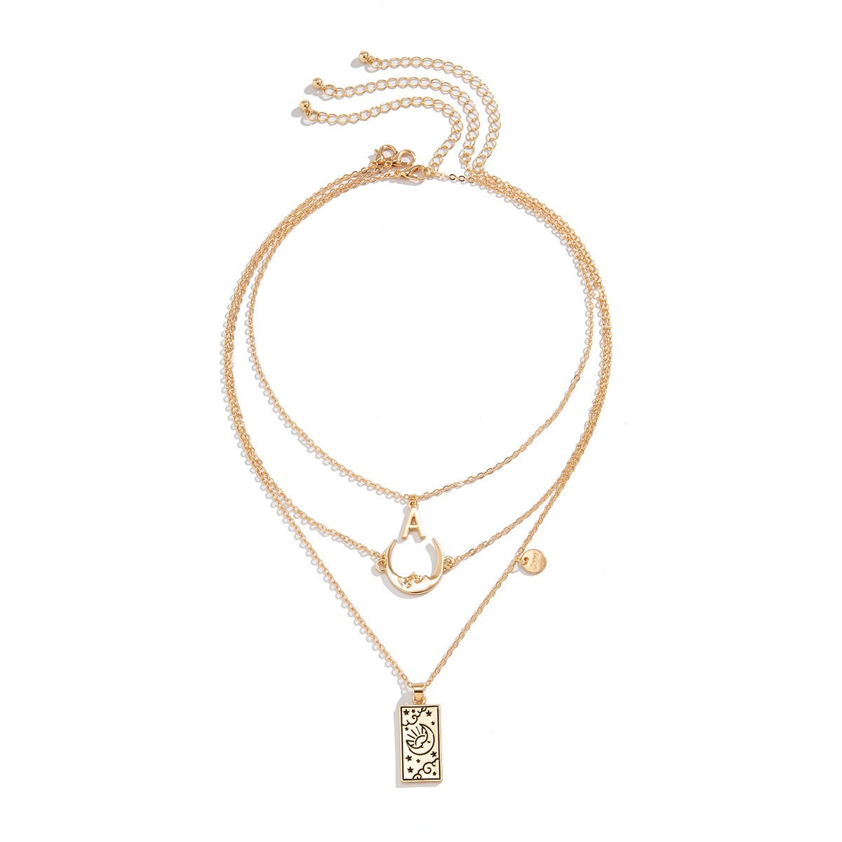 Jewelry stacked hot girl alloy portrait pendant creative star and moon letter tassel multi-layer necklace female