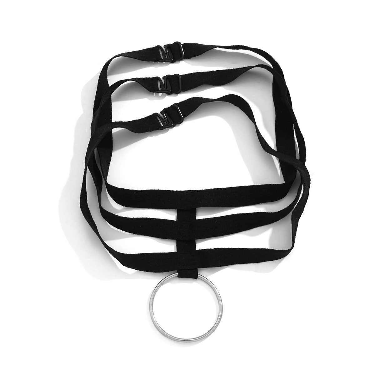 Jewelry Punk Exaggerated Ring Pendant Necklace Dark Sweet Cool Multilayer Elastic Belt Necklace Female