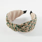 F555 Simple niche fabric knotted wide-brimmed hair hoop diamond-shaped lattice small fresh color contrast retro temperament head hoop