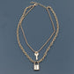 Necklace Jewelry Personality Double Bead Chain Lock with Key Necklace Female Alloy Chain Punk Hip-Hop Necklace
