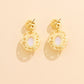 Jewelry Baroque Hollow Disc Inlaid Pearl Earrings Retro Temperament Medieval Simple Ear Studs Women