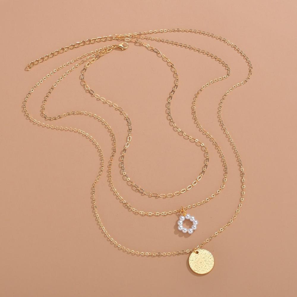 Accessories Fashion Pearl Pendant Necklace Vintage Multilayer Chain Necklace Women Jewelry
