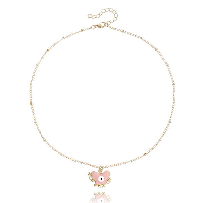 Jewelry ins color dripping oil butterfly devil eye pendant necklace female explosion