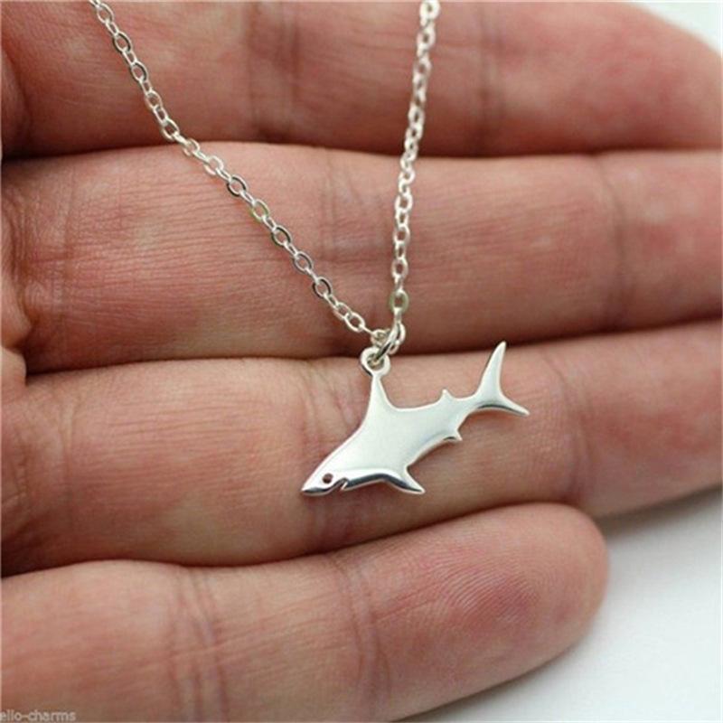 Trend Jewelry Shark Necklace Gold Silver Jaws Pendant Necklace Sea Animal Necklace